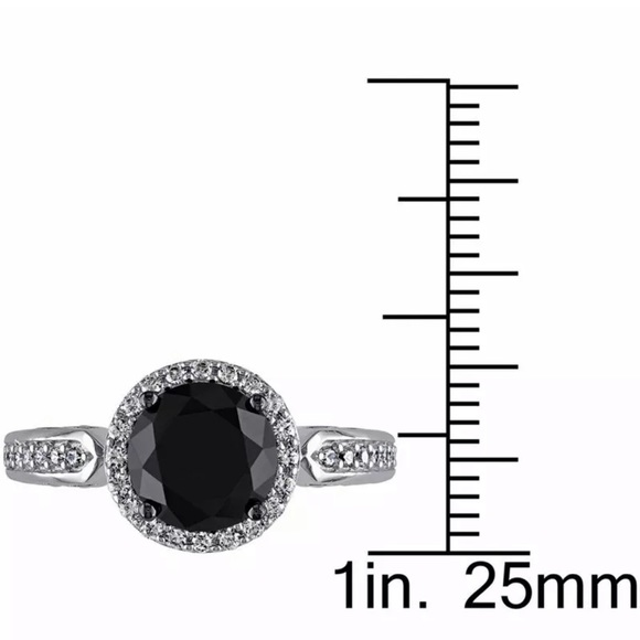 Fashion  Round  Black Sapphire 925 Silver  Ring - Picture 5 of 6